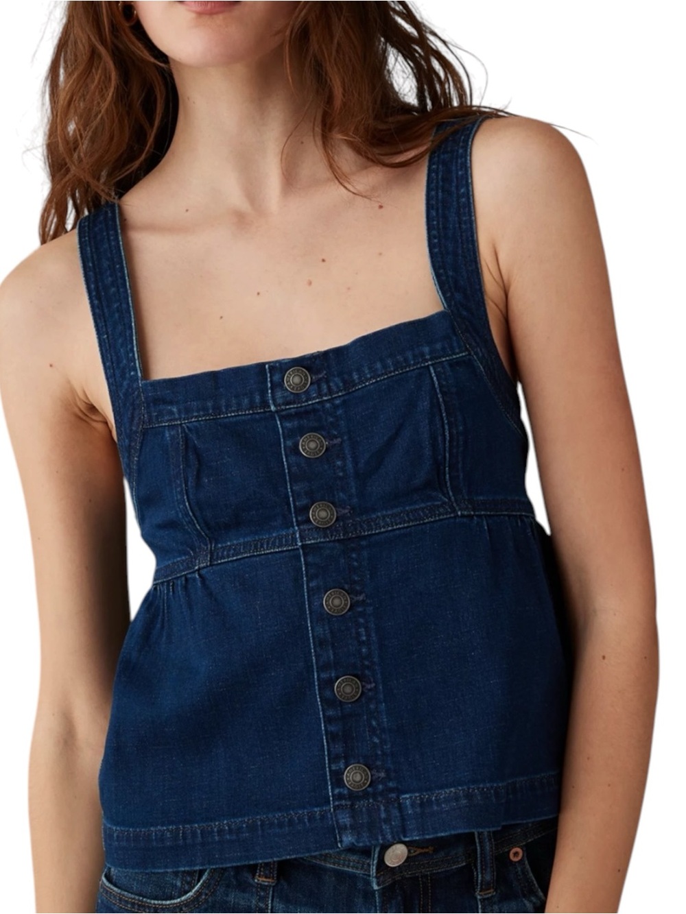 NWT AMERICAN EAGLE Sleeveless Denim Button Front Babydoll Top Small